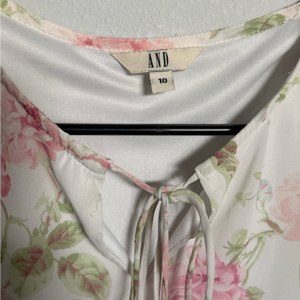 AND Floral Blouse with Pink and Green Accents - Picture 3 of 5